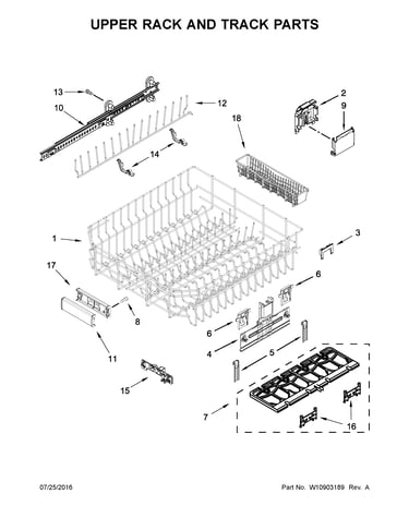 Upper rack and track parts