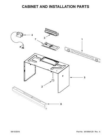 Cabinet and installation parts