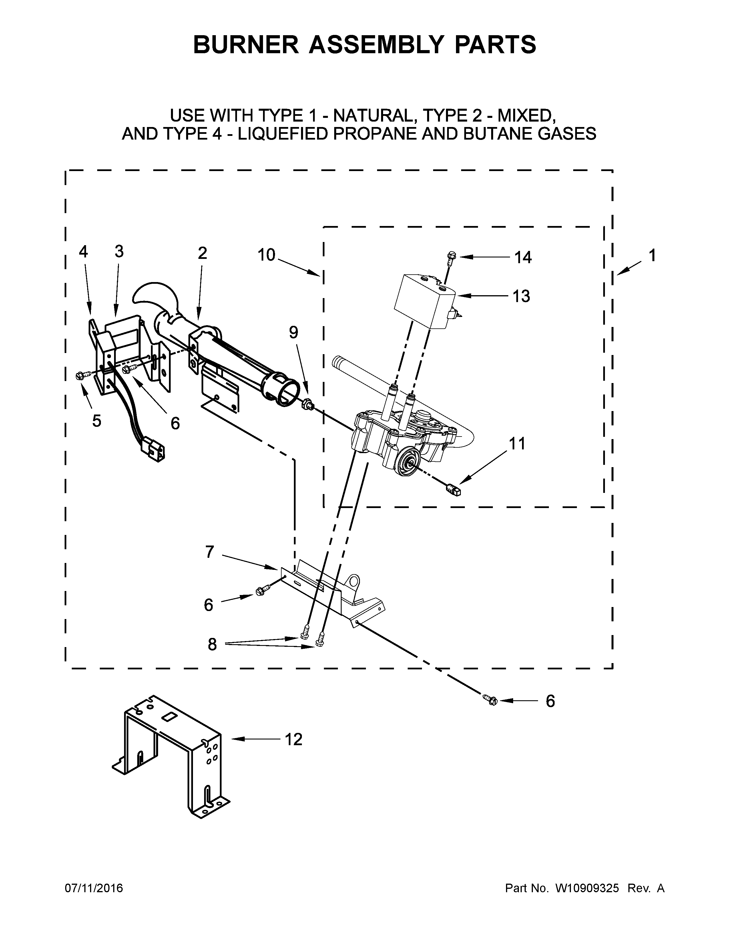 Burner assembly parts