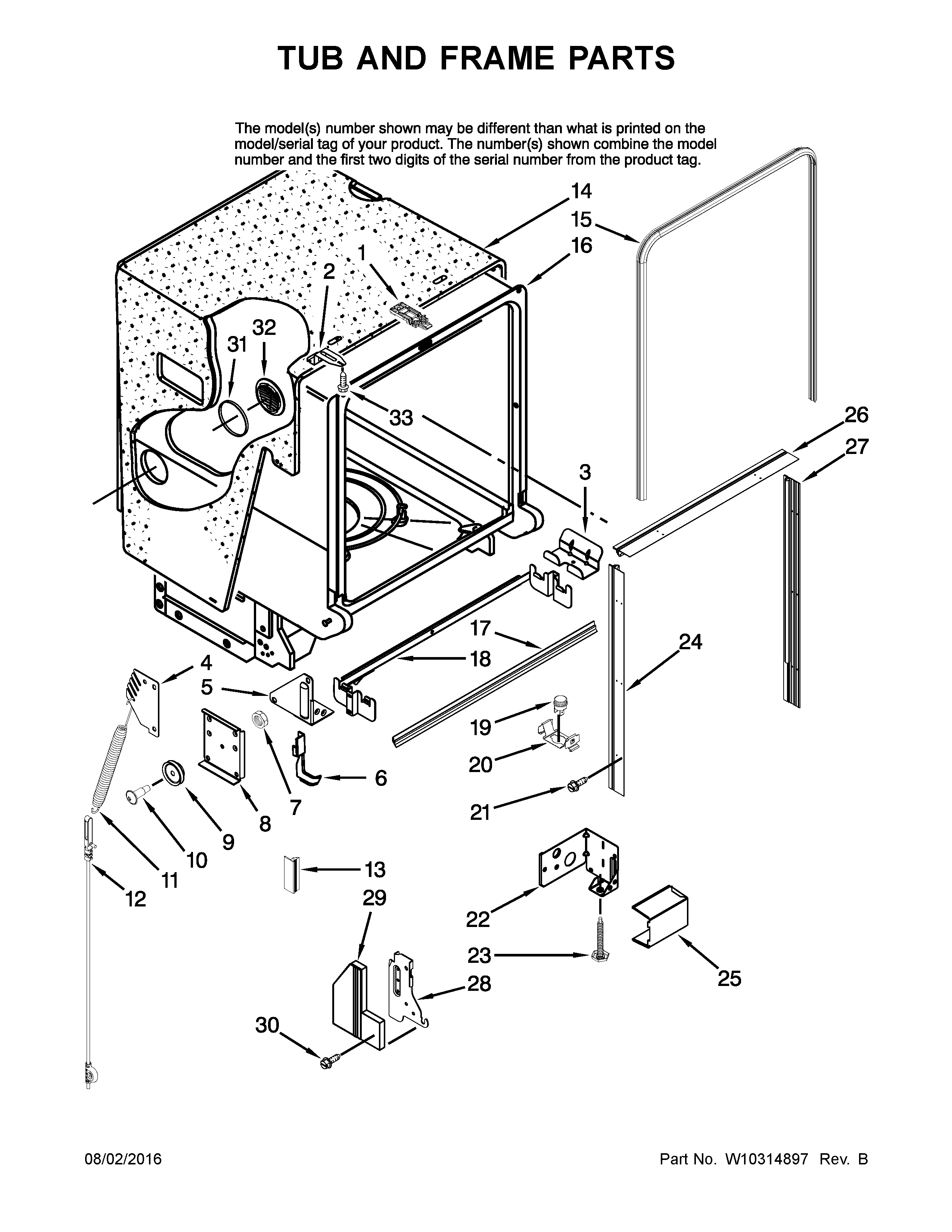 TUB AND FRAME PARTS