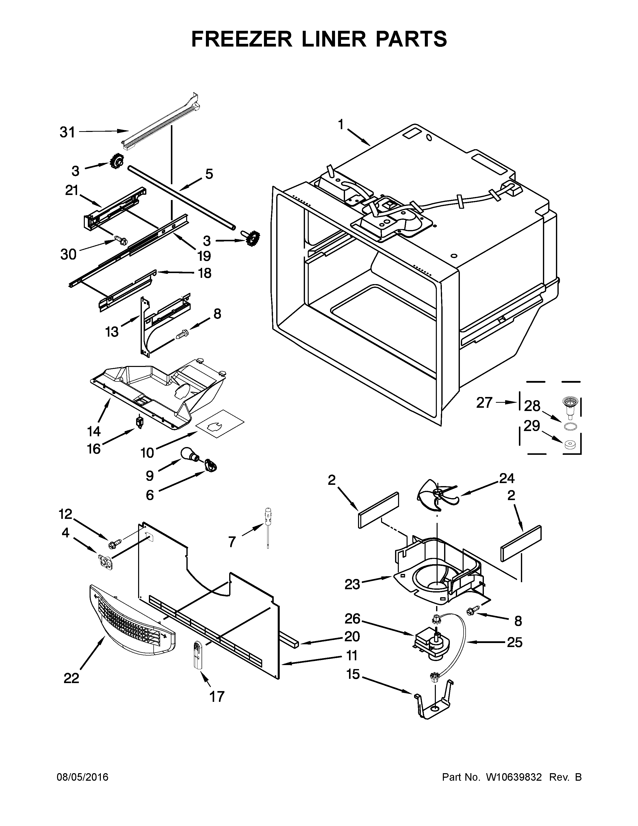Freezer liner parts