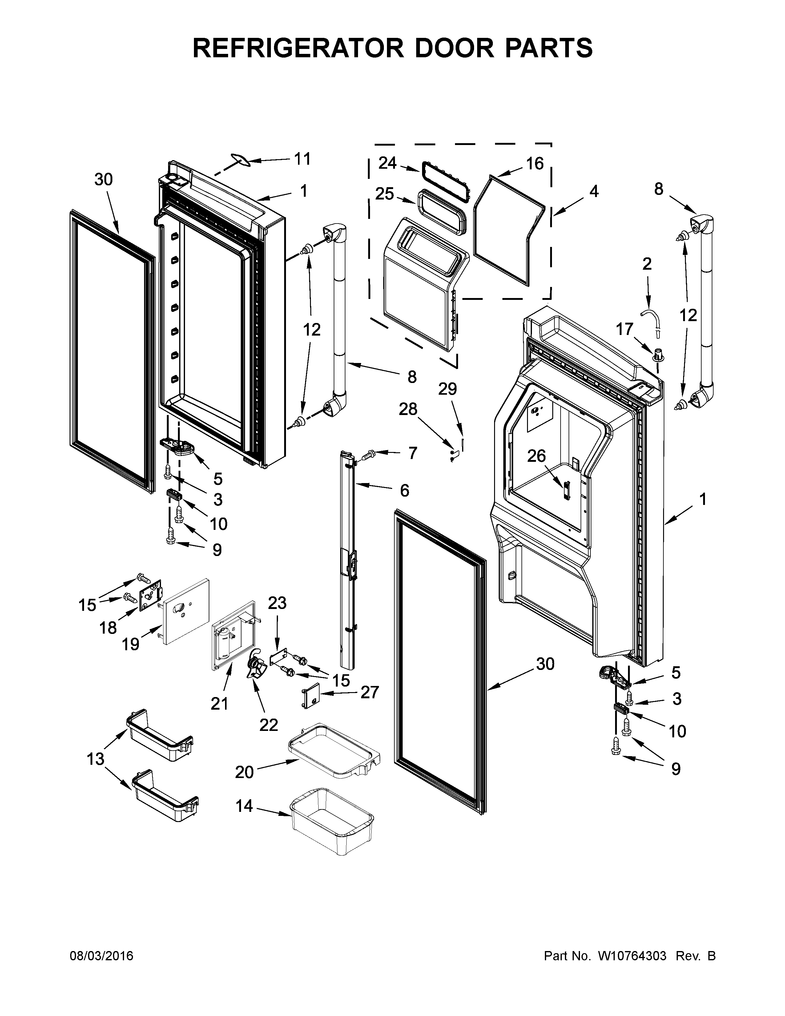 Refrigerator door parts