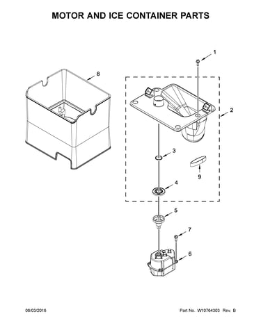 Motor and ice container parts