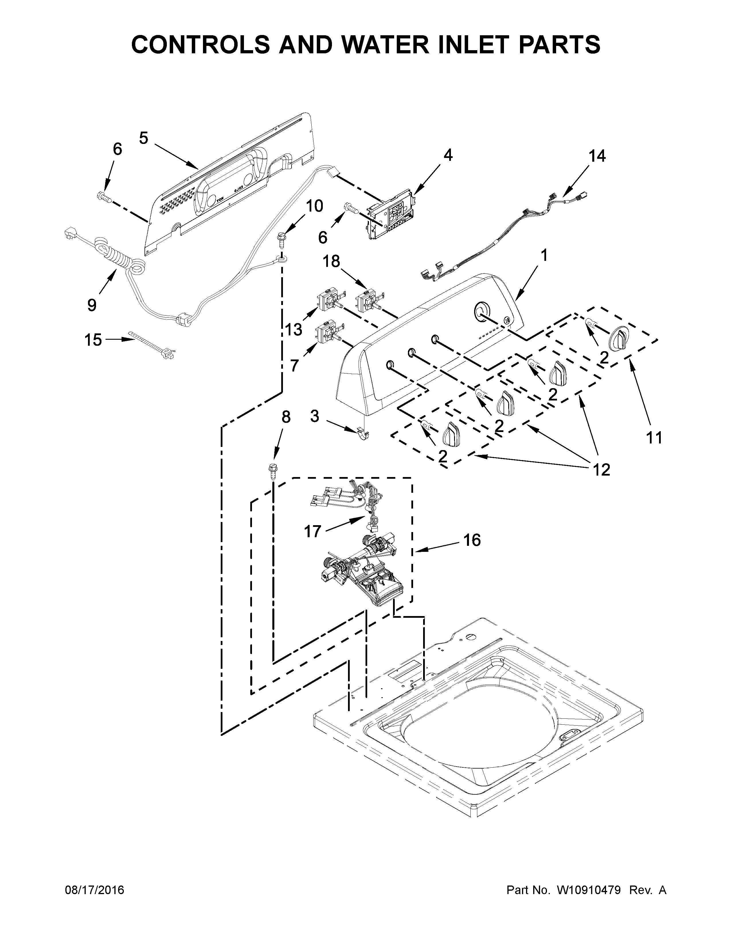 CONTROLS AND WATER INLET PARTS