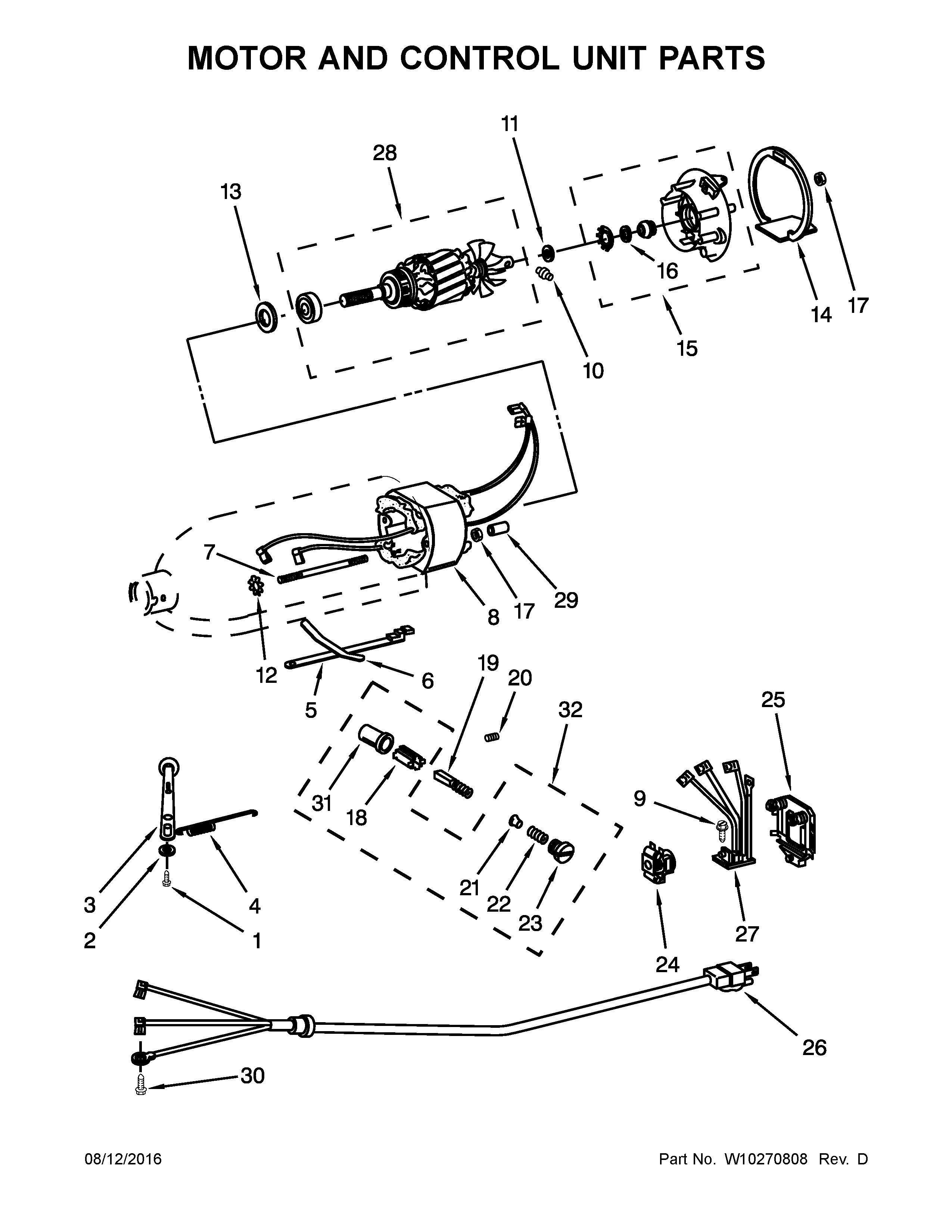 Motor and control unit parts