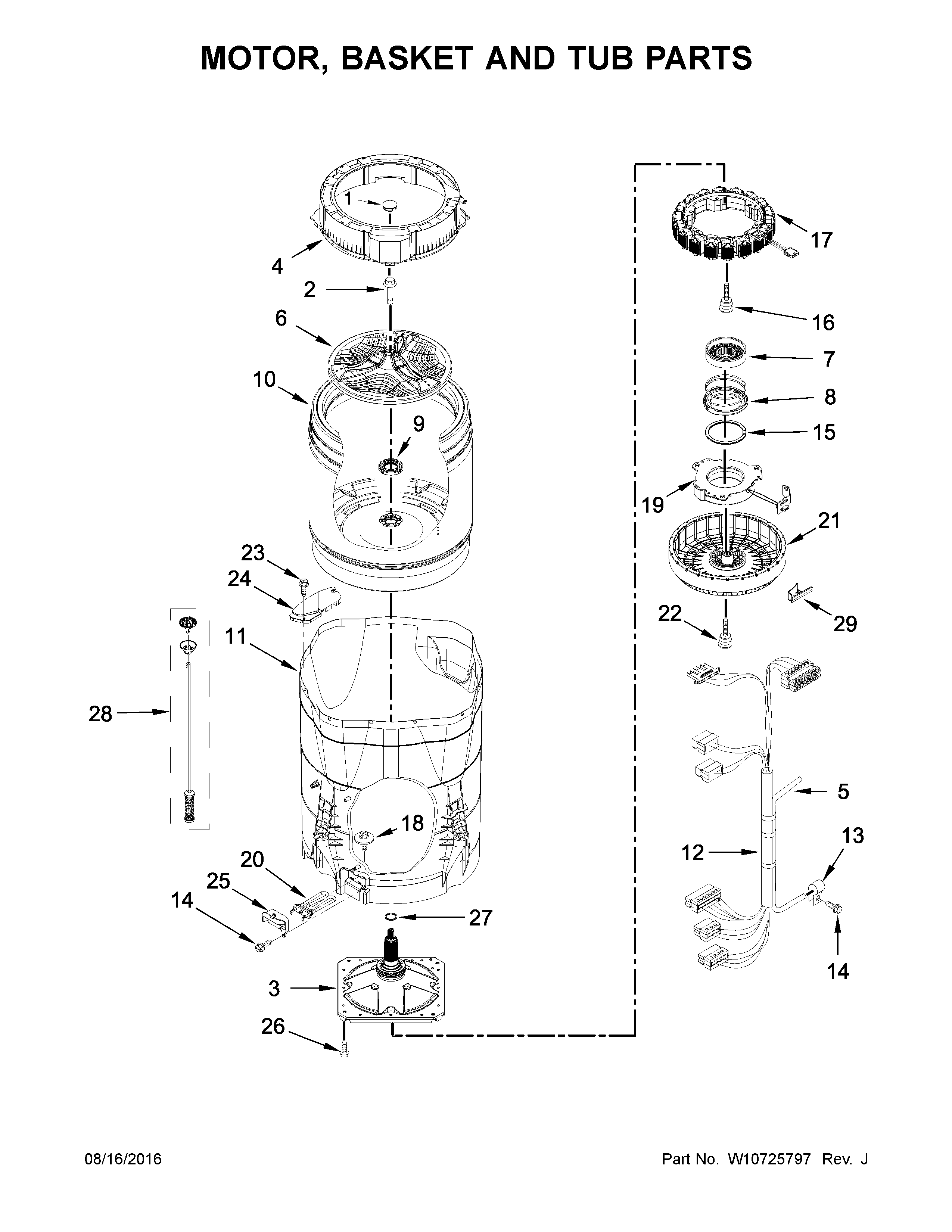 MOTOR, BASKET AND TUB PARTS