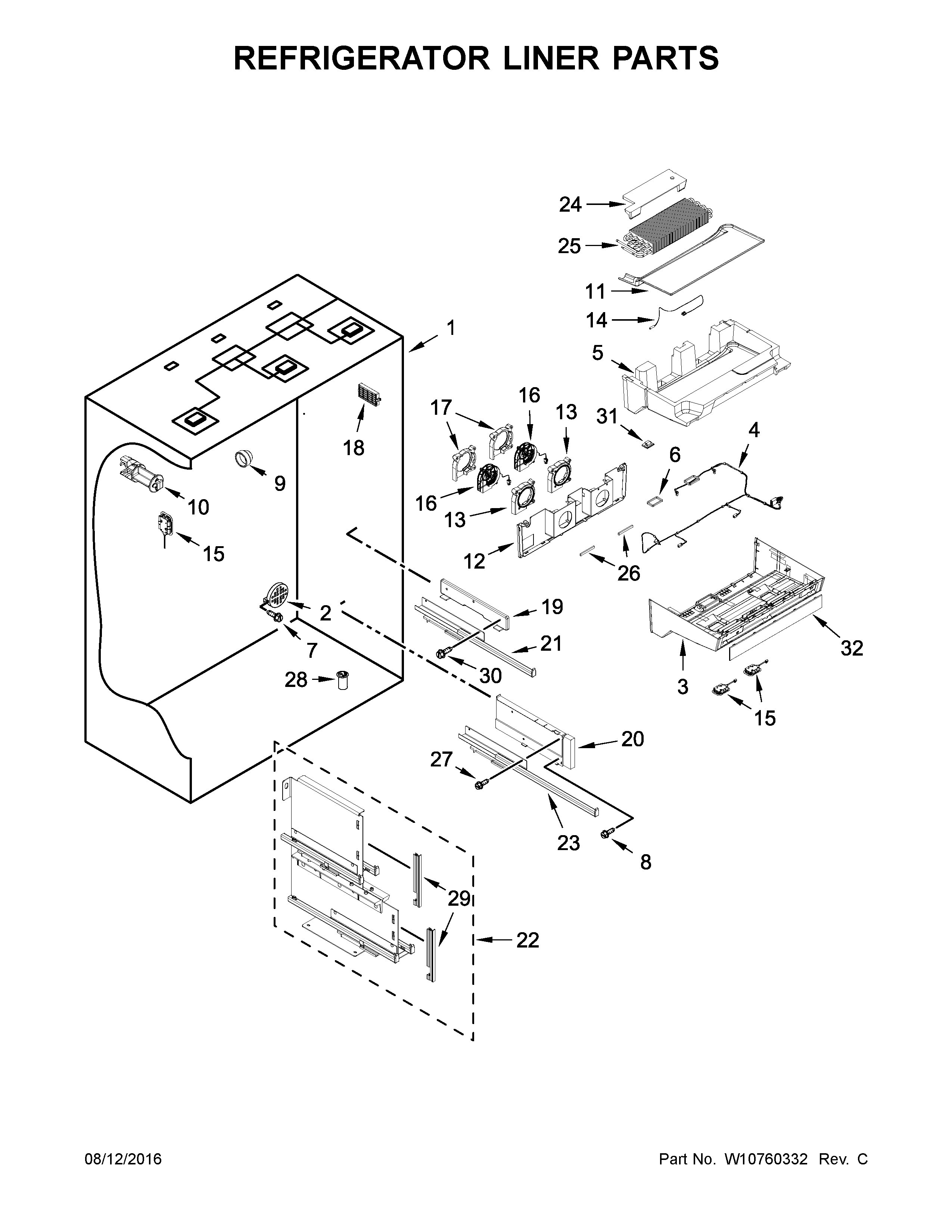 Refrigerator liner parts