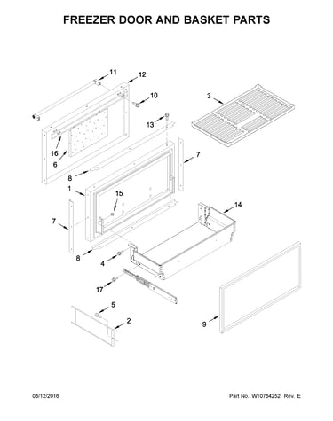 Freezer door and basket parts