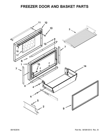 Freezer door and basket parts