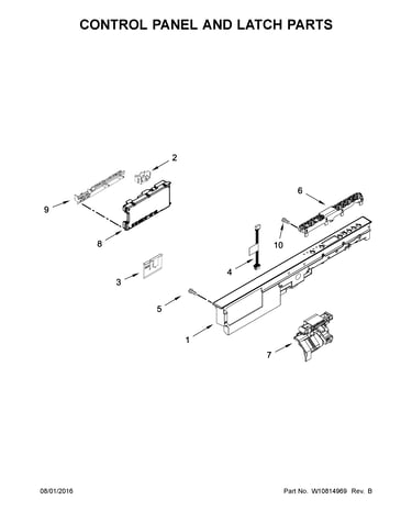 Control panel and latch parts