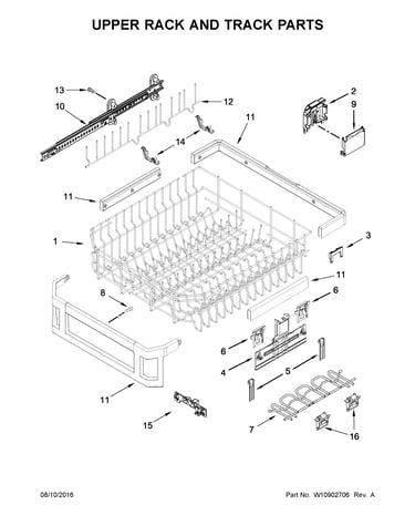 Upper rack and track parts