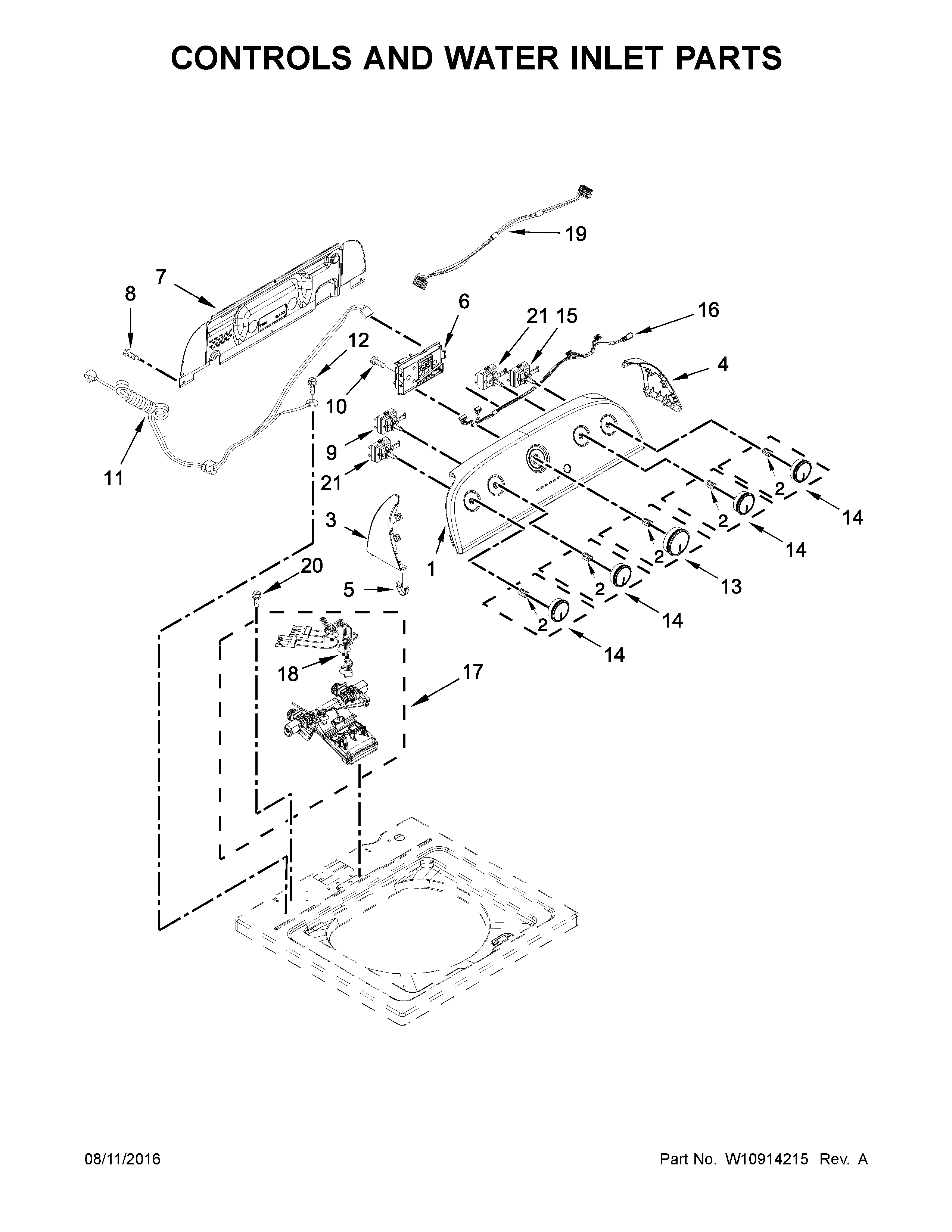 CONTROLS AND WATER INLET PARTS