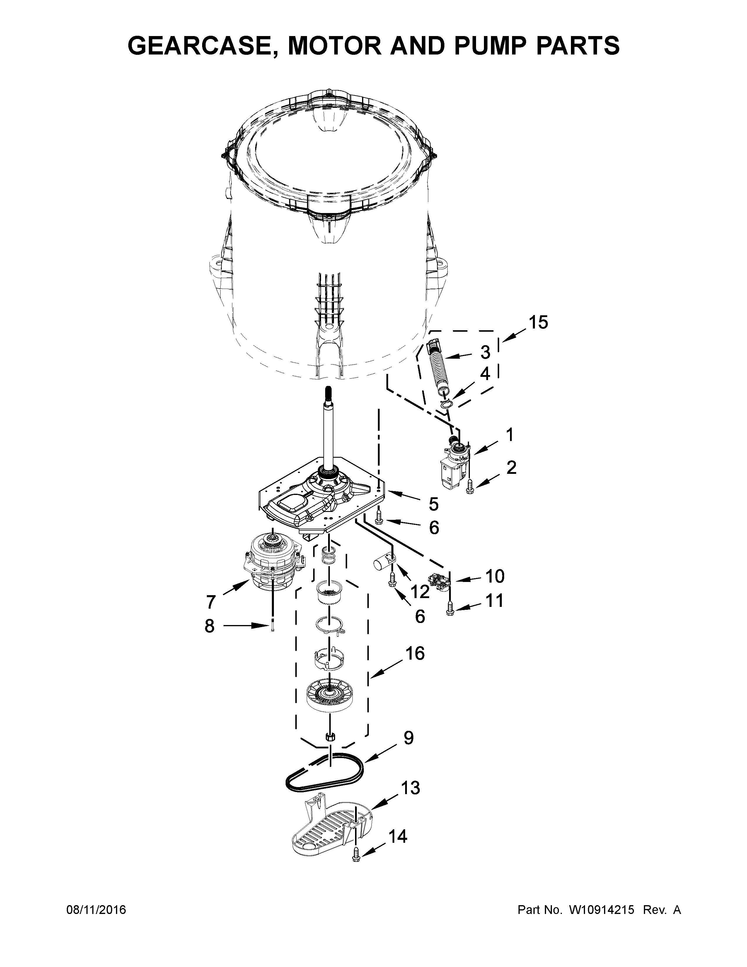 Gearcase, motor and pump parts