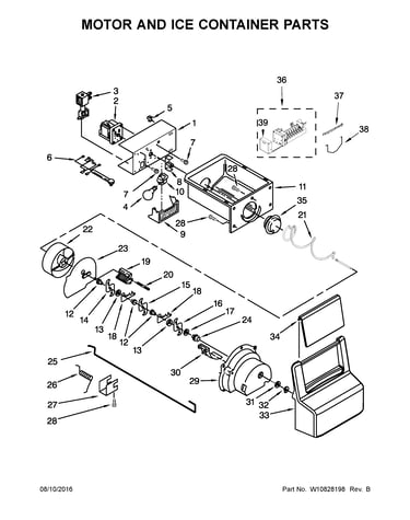 Motor and ice container parts
