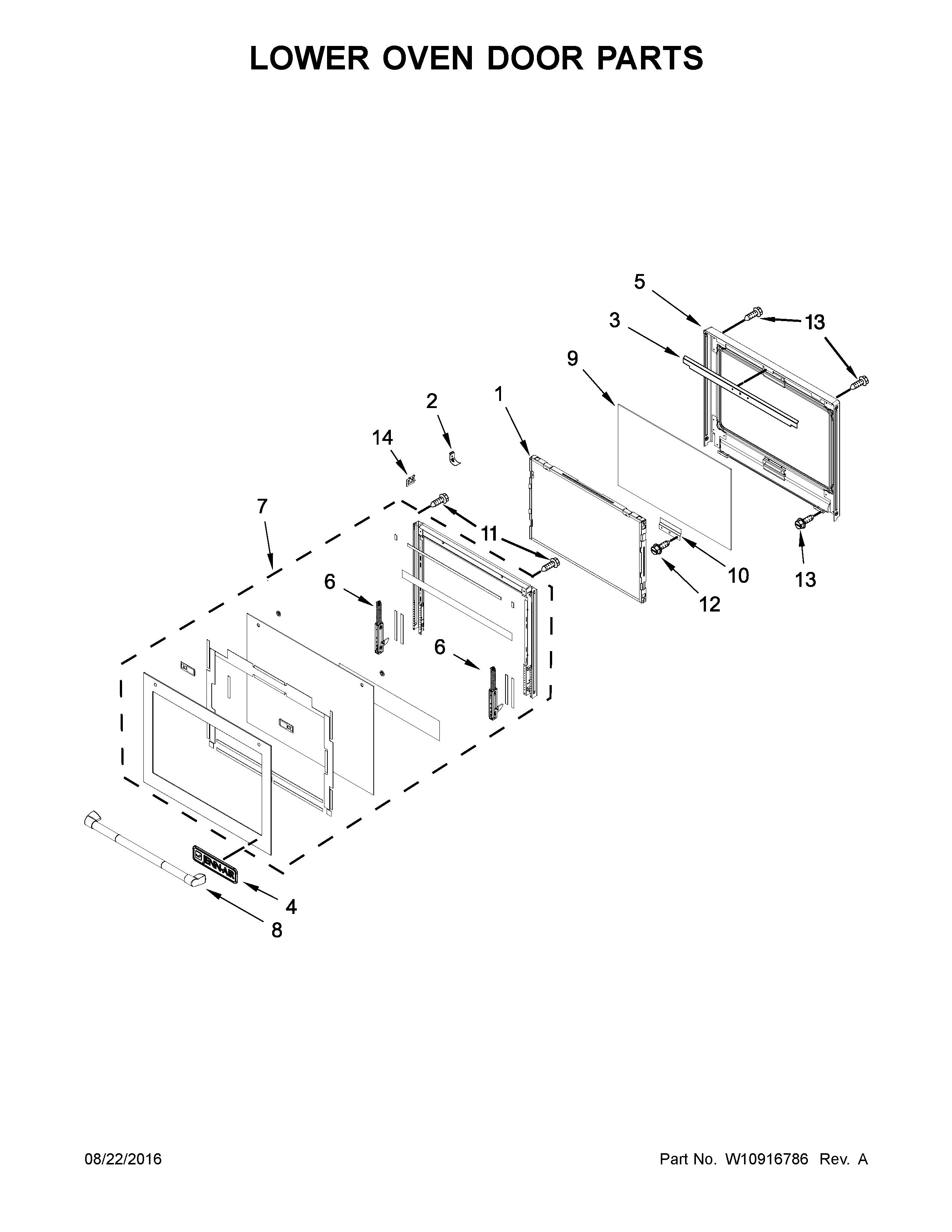 Lower oven door parts
