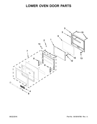 Lower oven door parts