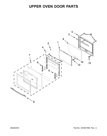 Upper oven door parts
