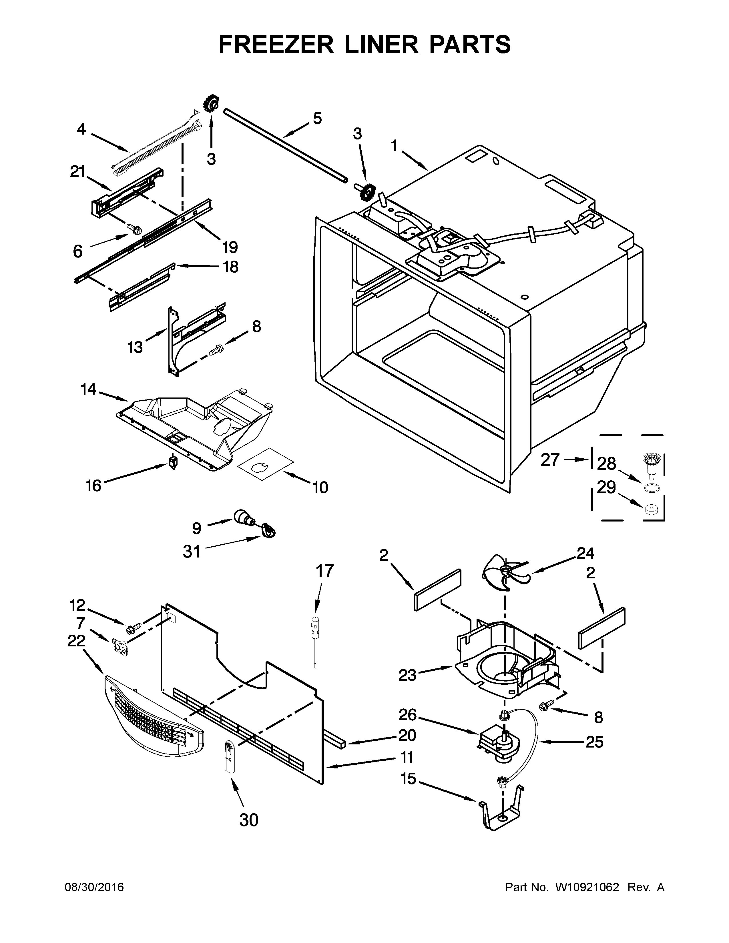 Freezer liner parts