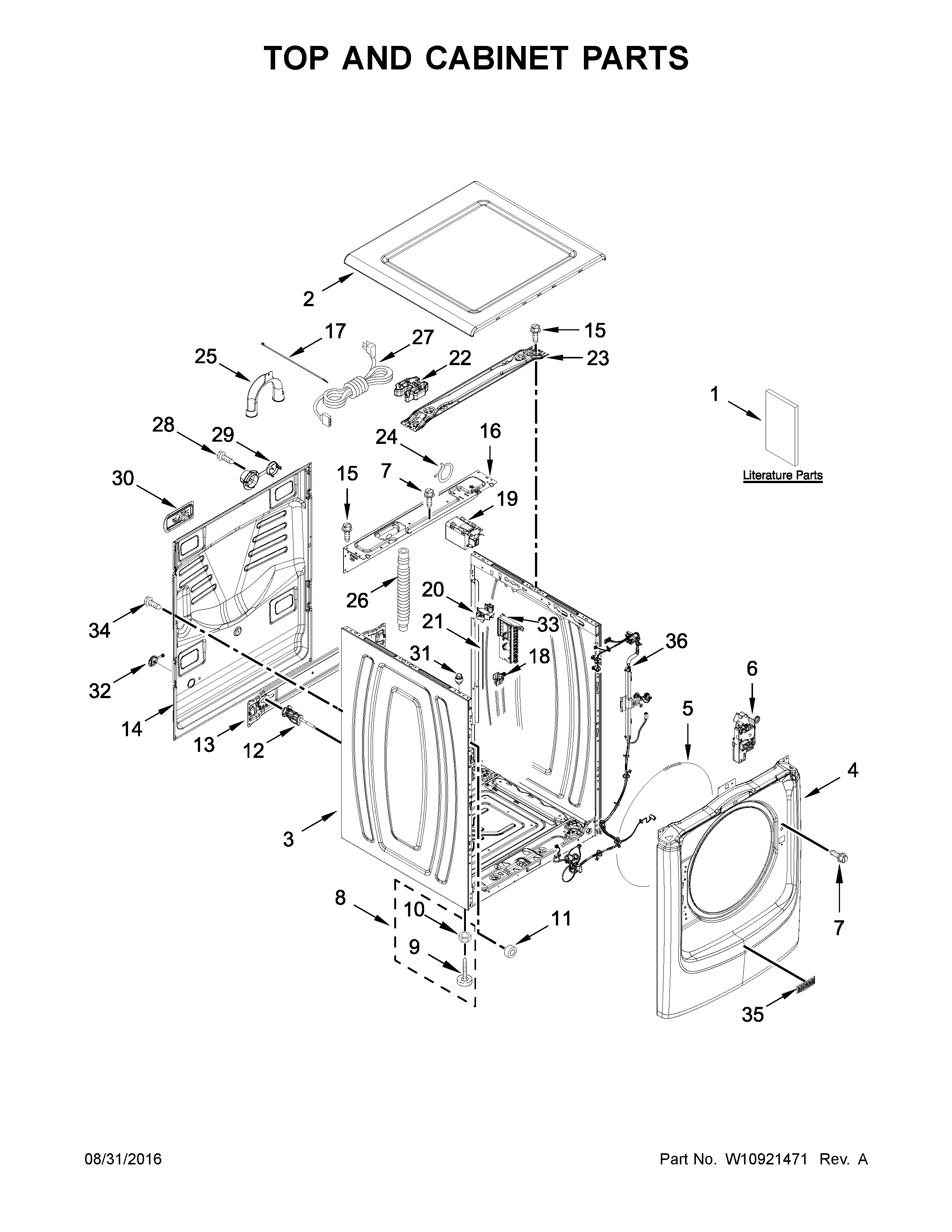 TOP AND CABINET PARTS