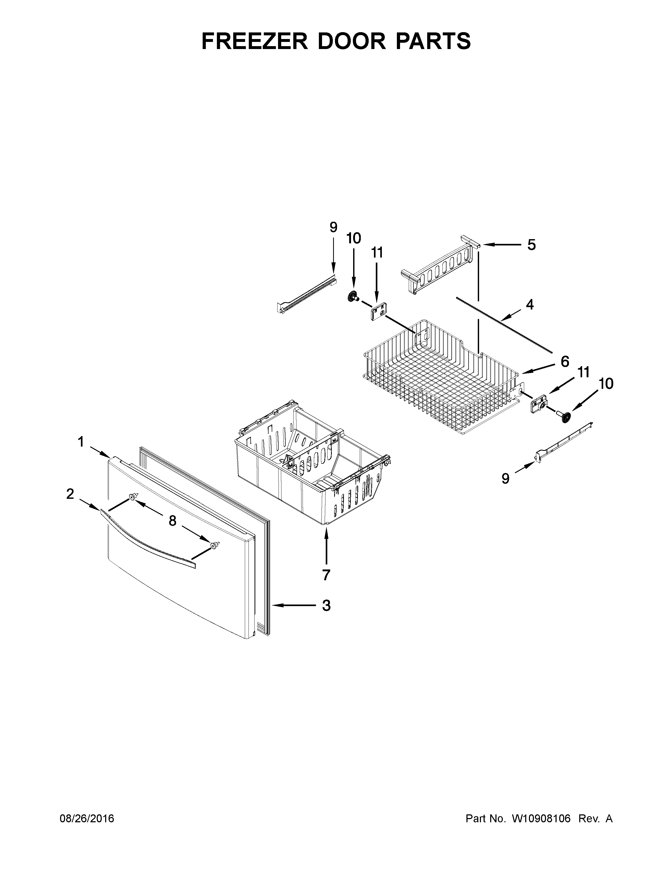 Freezer door parts