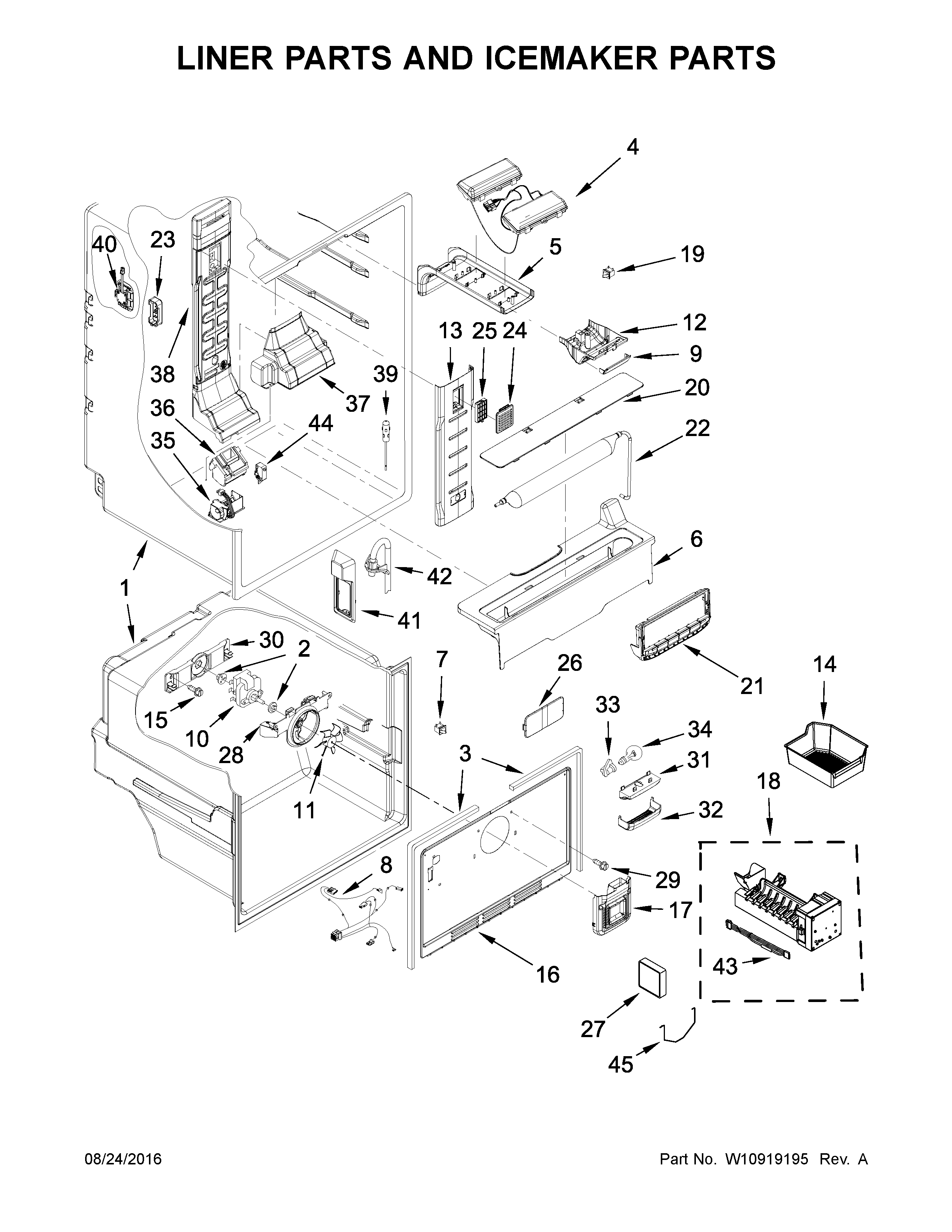 Liner and icemaker parts