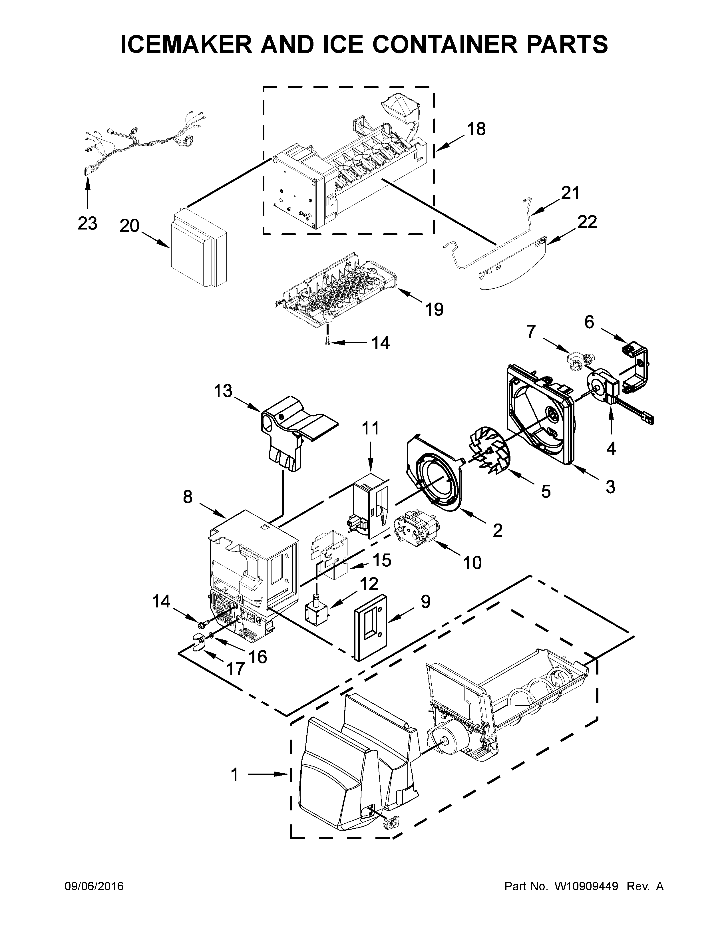 ICEMAKER AND ICE CONTAINER PARTS