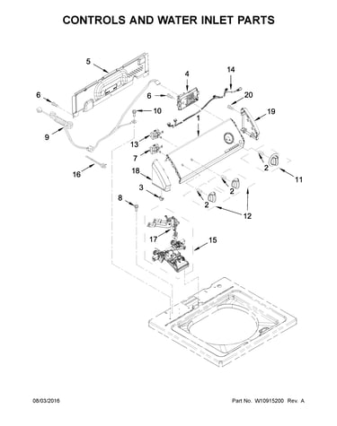 Controls and water inlet parts
