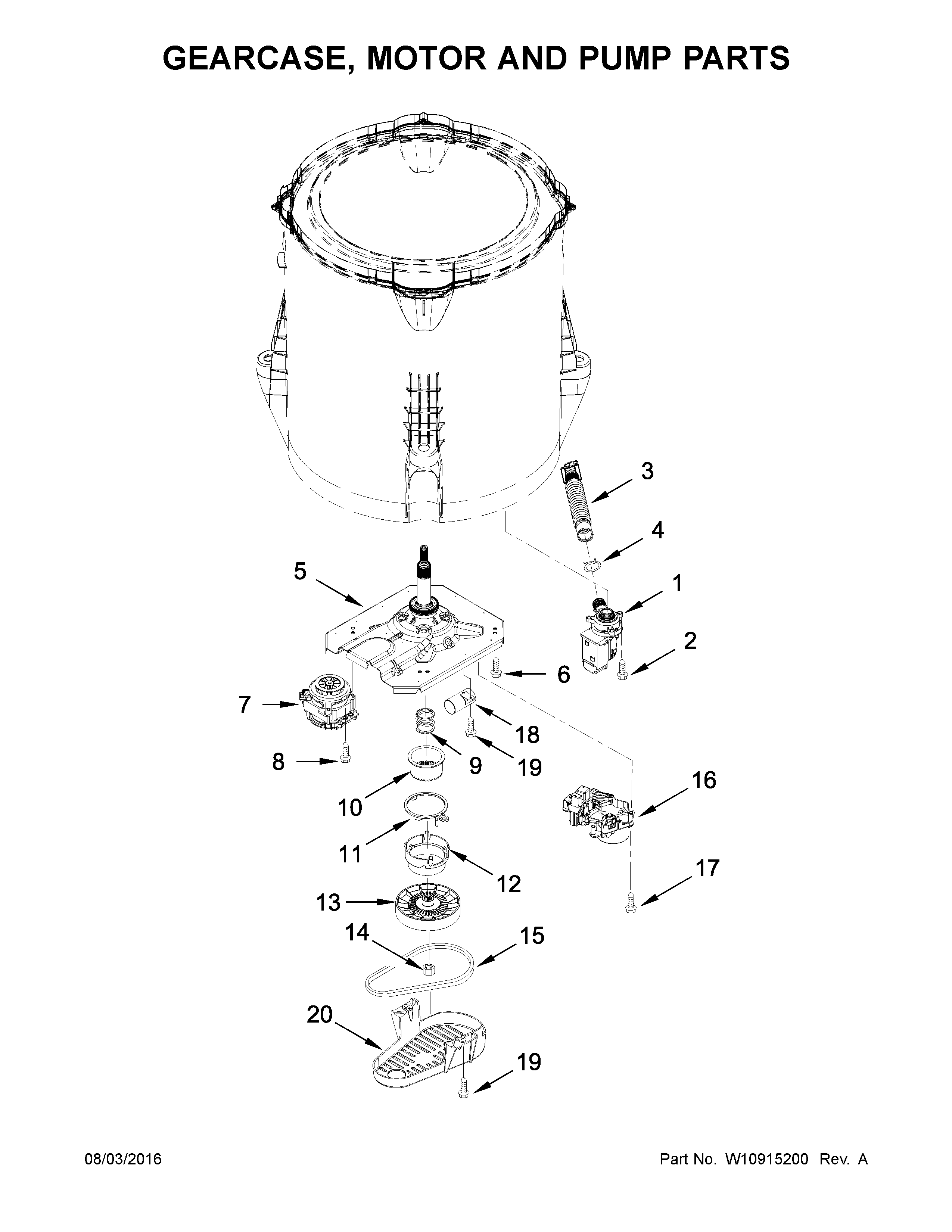 Gearcase, motor and pump parts
