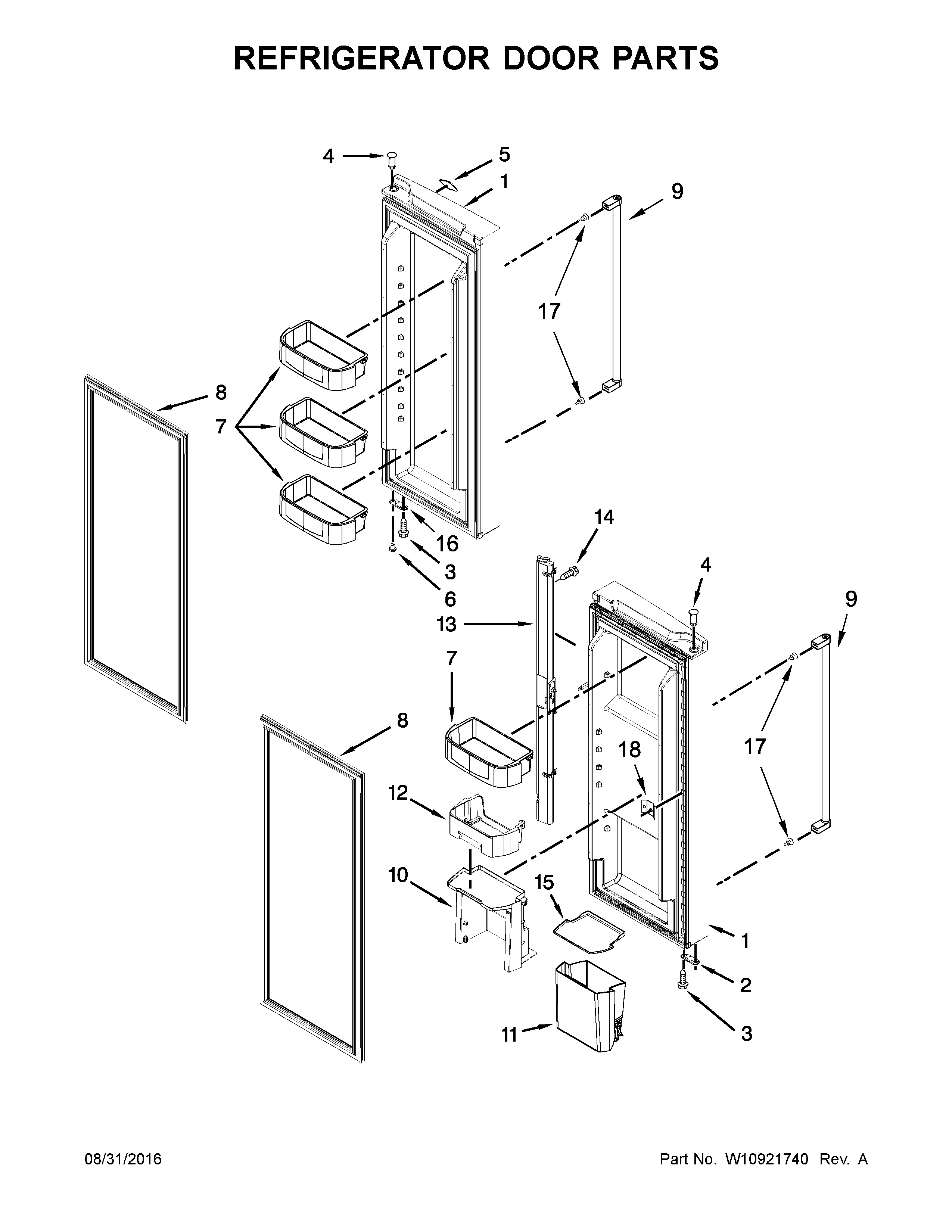 Refrigerator door parts