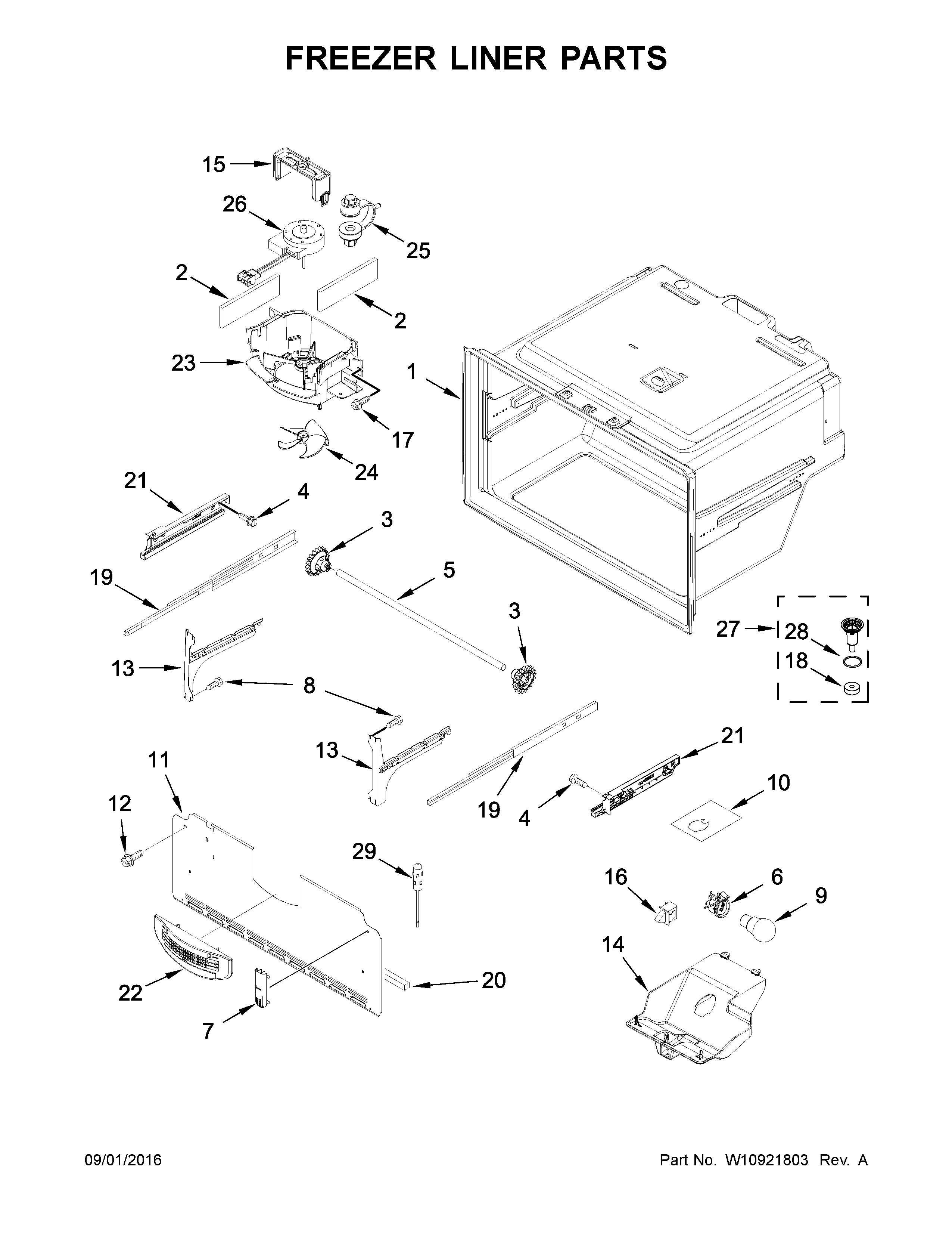 Freezer liner parts