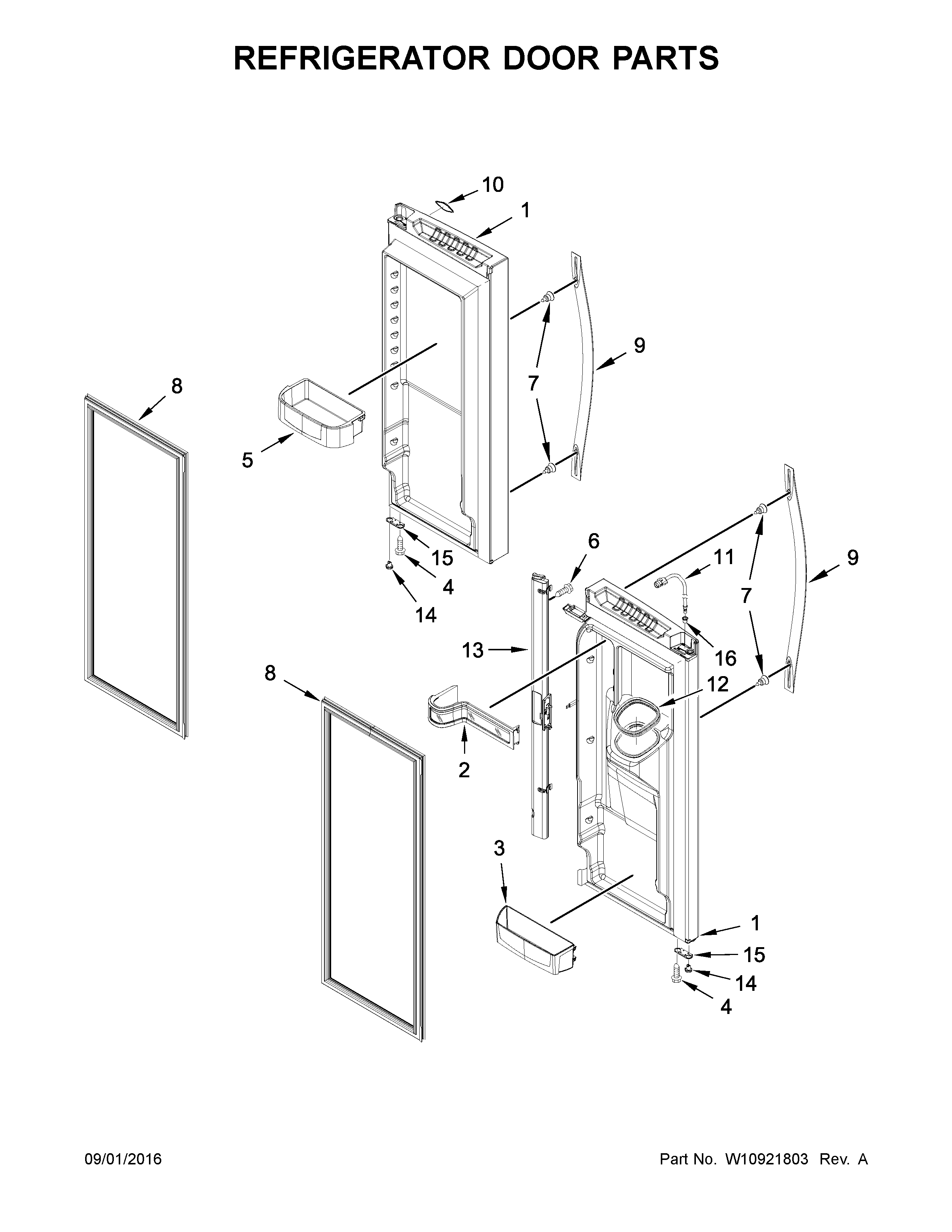 Refrigerator door parts