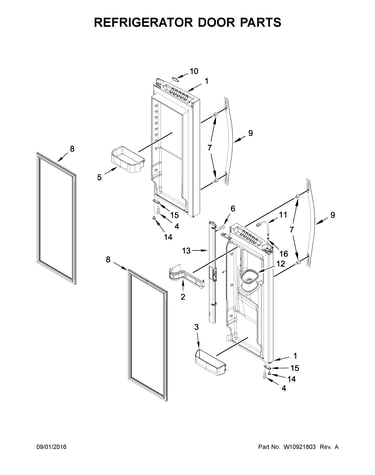 Refrigerator door parts