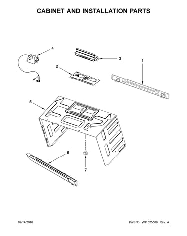 Cabinet and installation parts