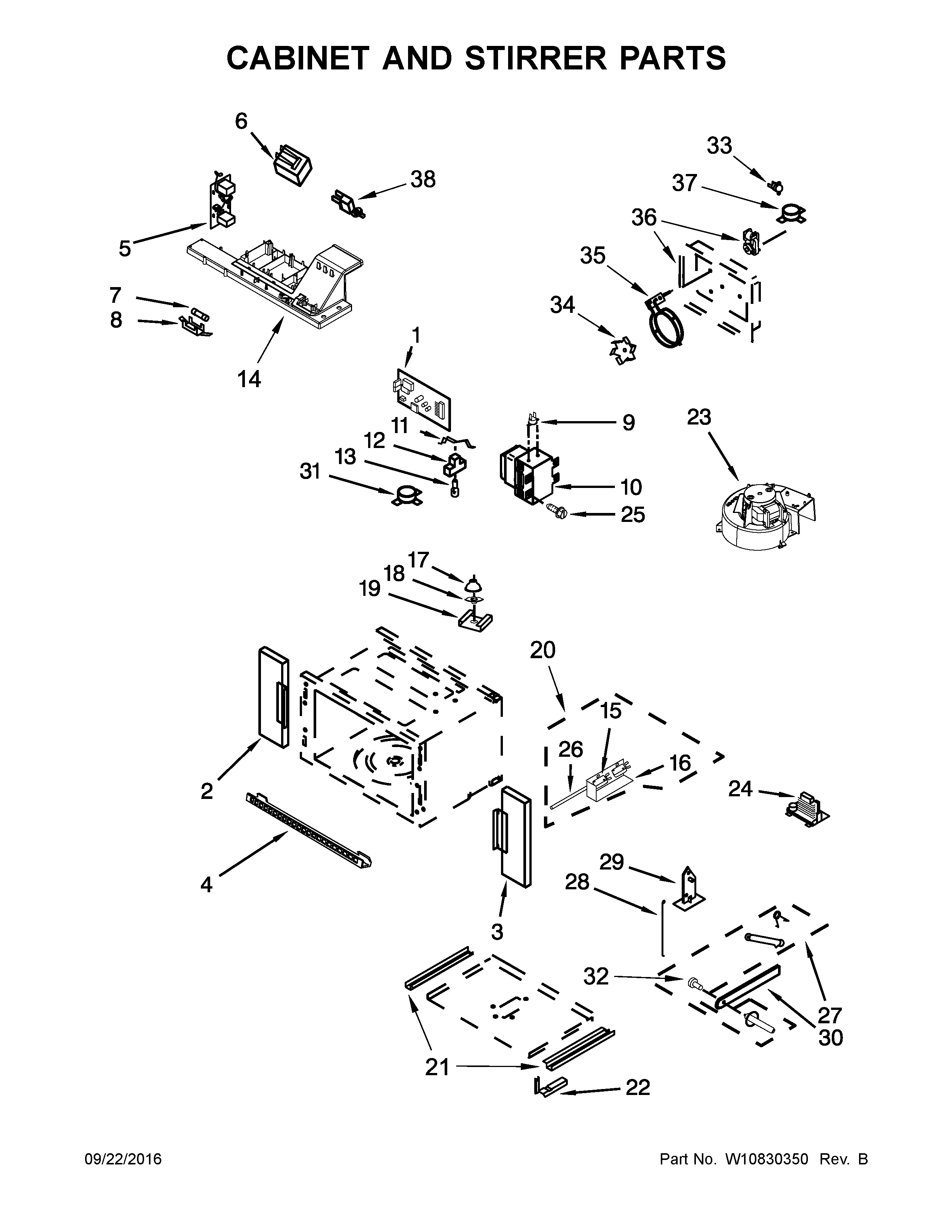 Cabinet and stirrer parts