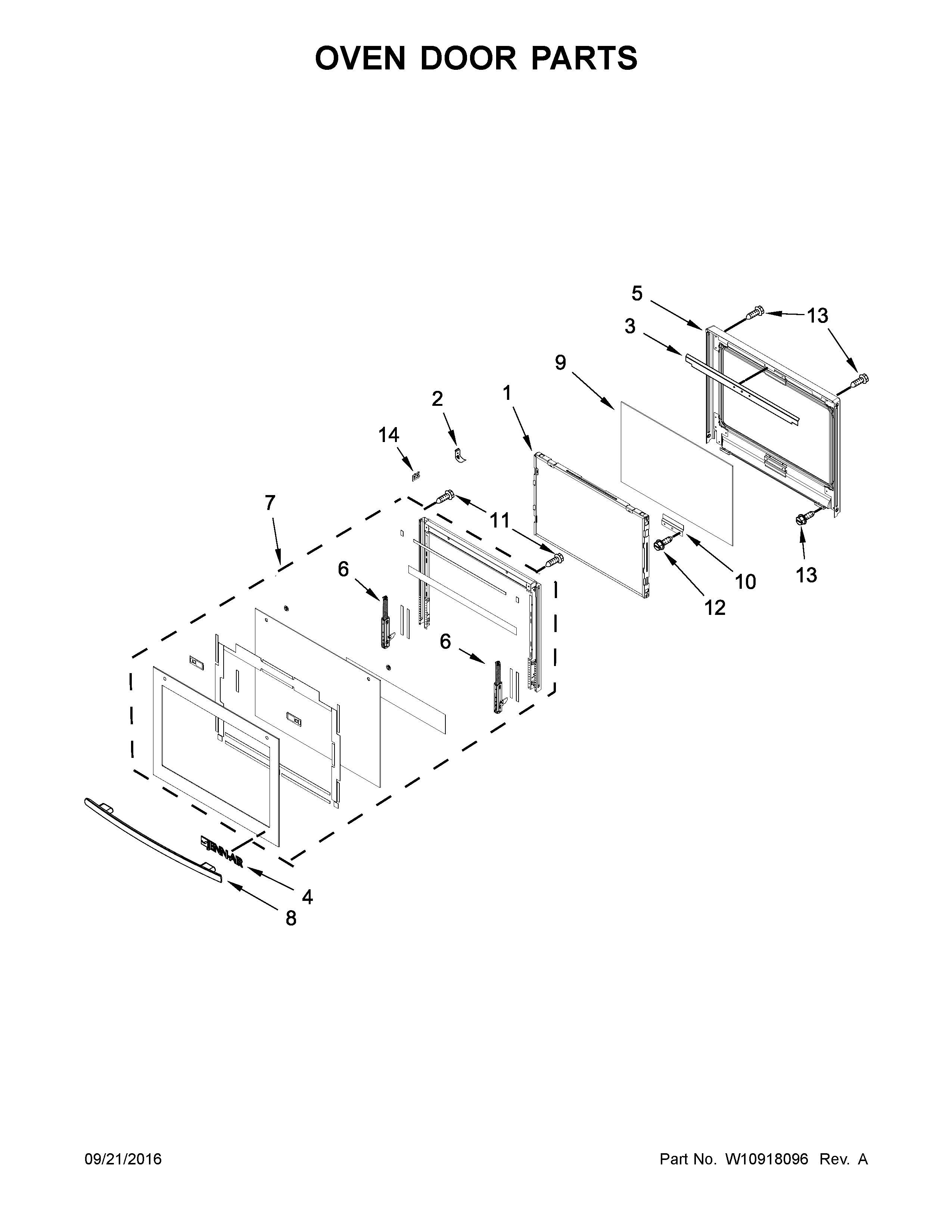 Oven door parts