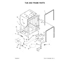 KitchenAid KDTE254EBL1 tub and frame parts diagram