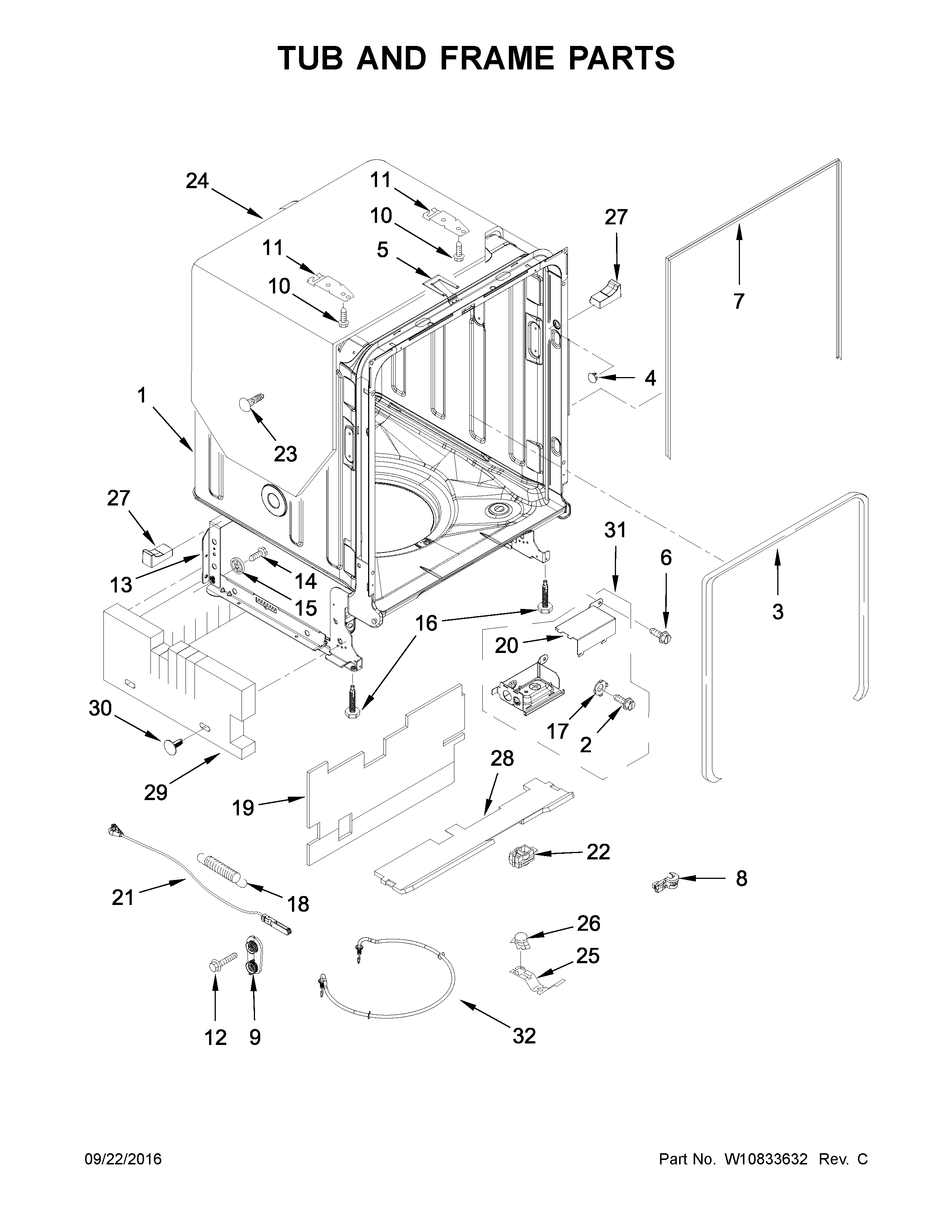 TUB AND FRAME PARTS