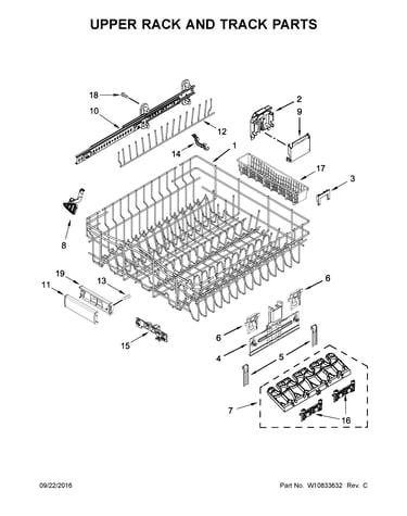 Upper rack and track parts