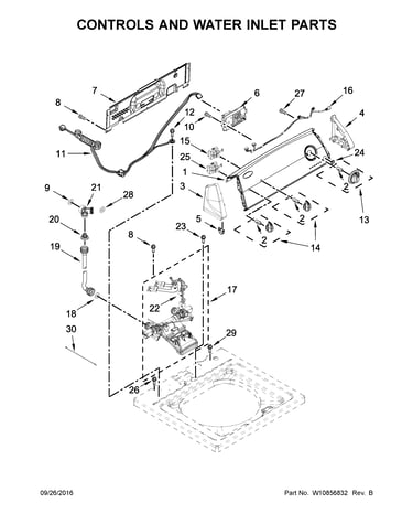 Controls and water inlet parts