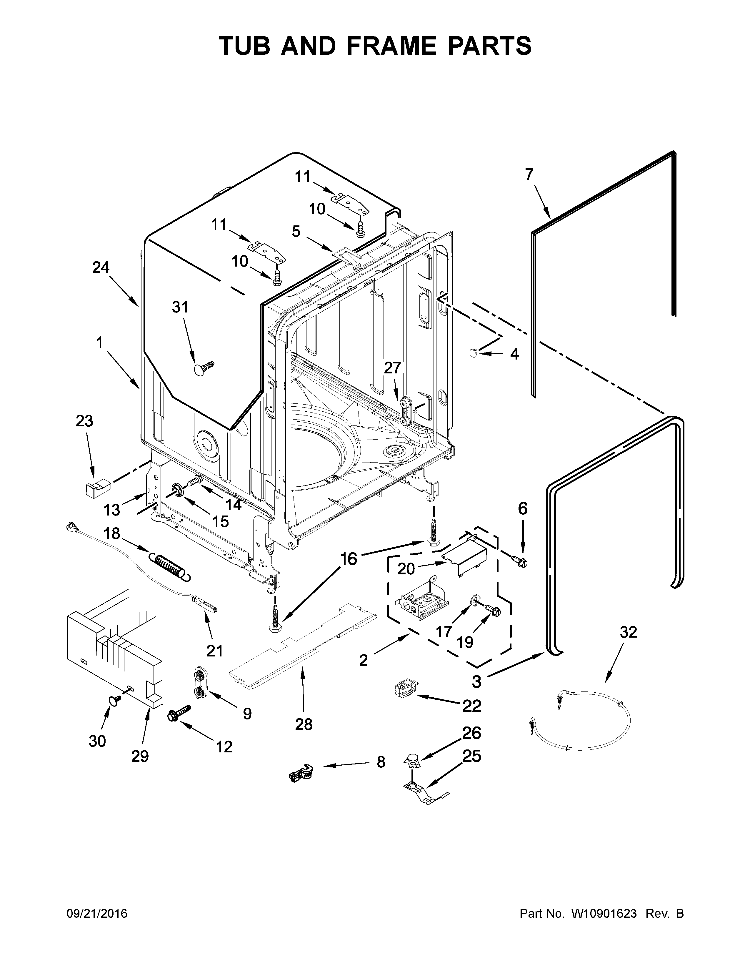 Tub and frame parts