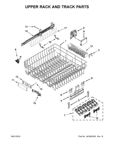 Upper rack and track parts