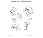 Maytag MBF2258FEB00 freezer liner and icemaker parts diagram