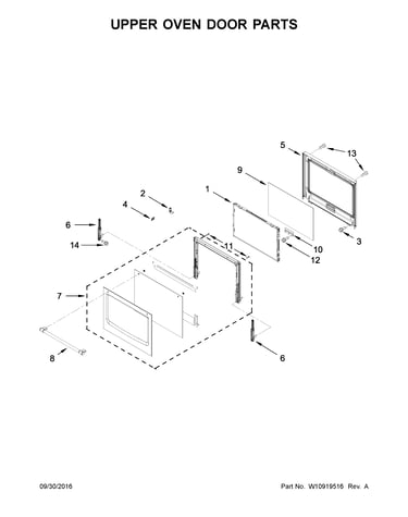 Upper oven door parts