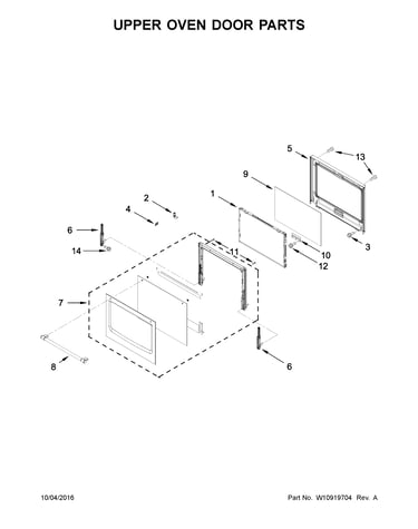 Upper oven door parts