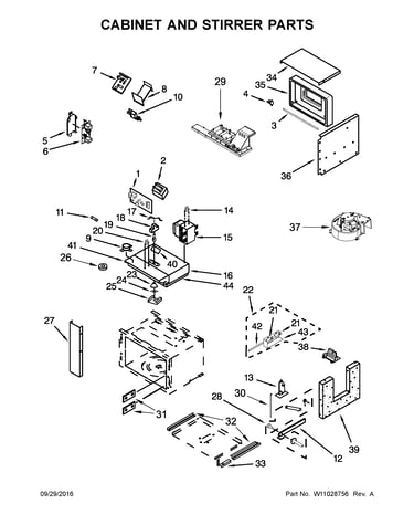 Cabinet and stirrer parts