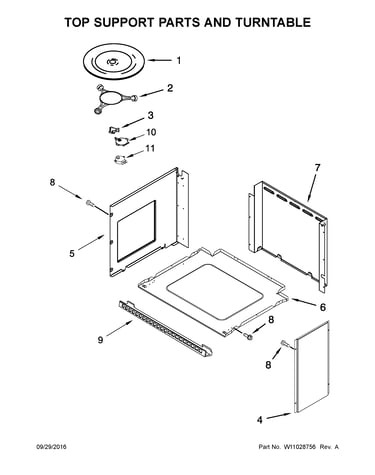 Top support parts and turntable
