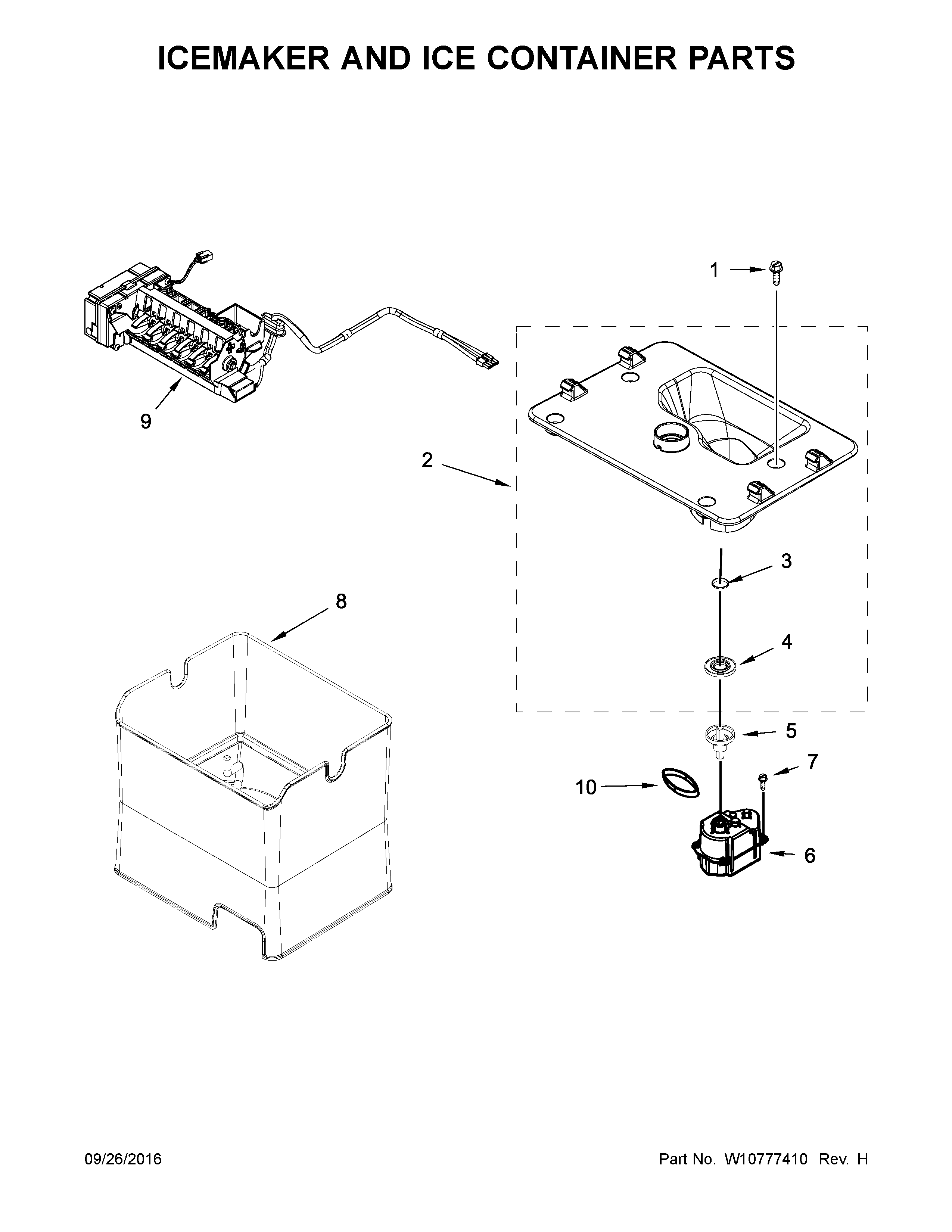 ICEMAKER AND ICE CONTAINER PARTS