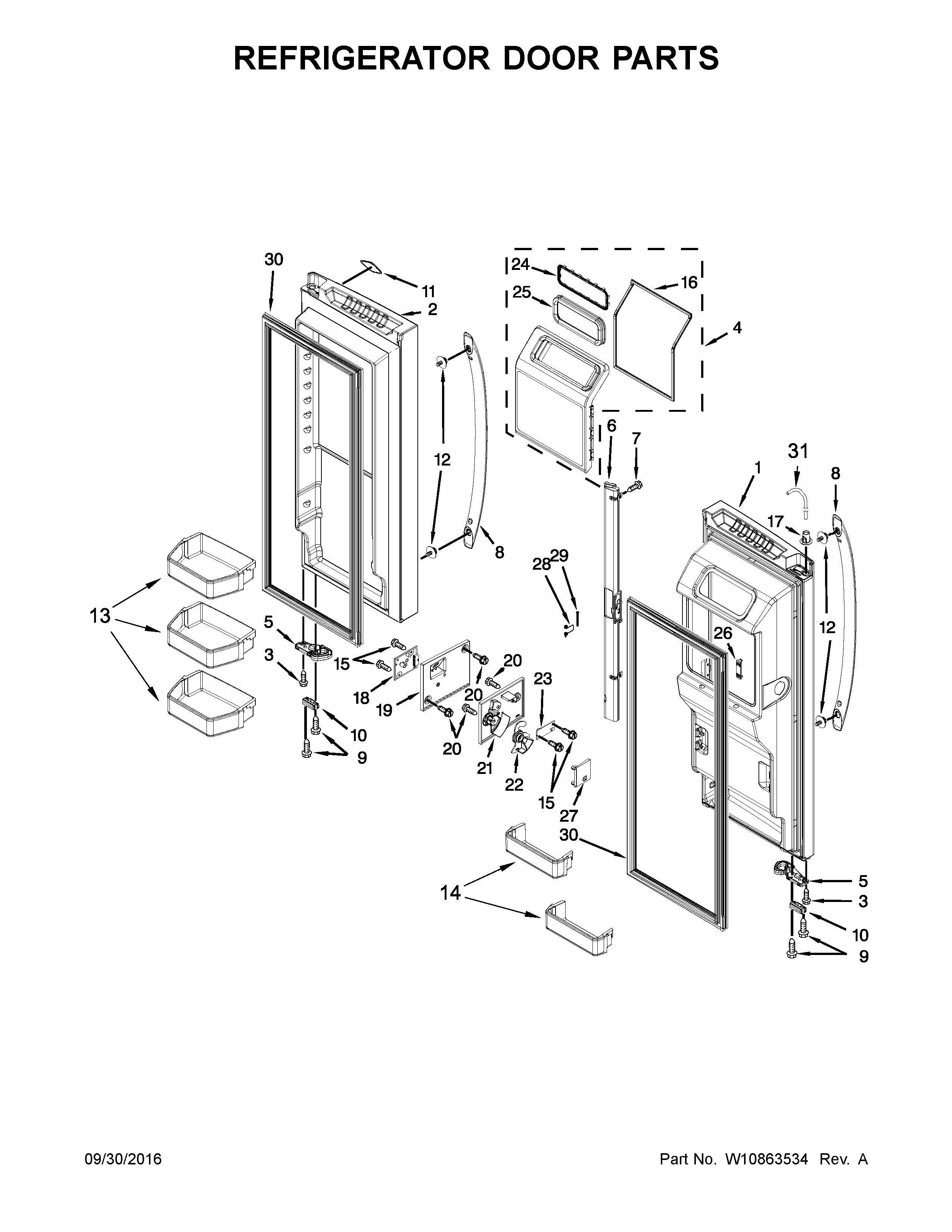 Refrigerator door parts