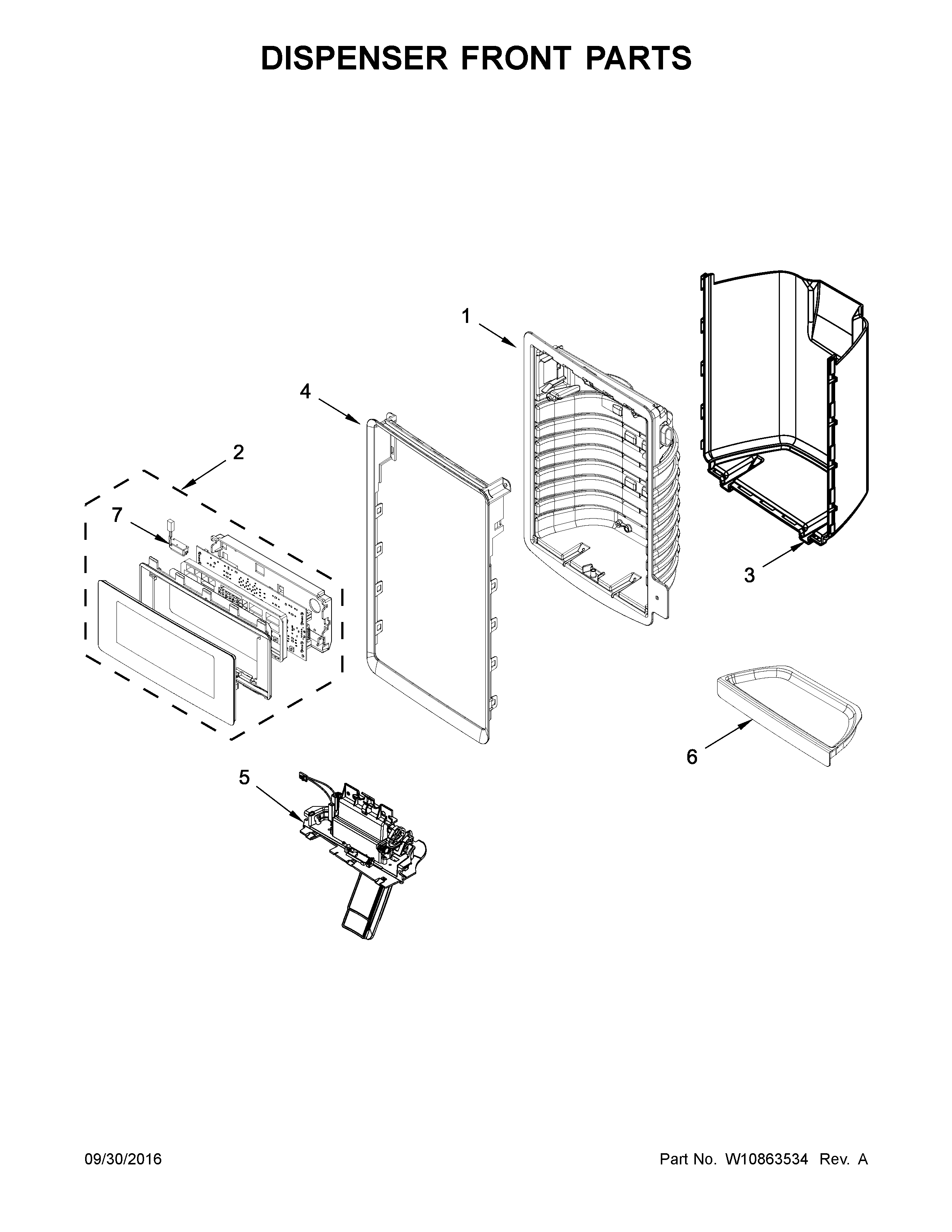 Dispenser front parts