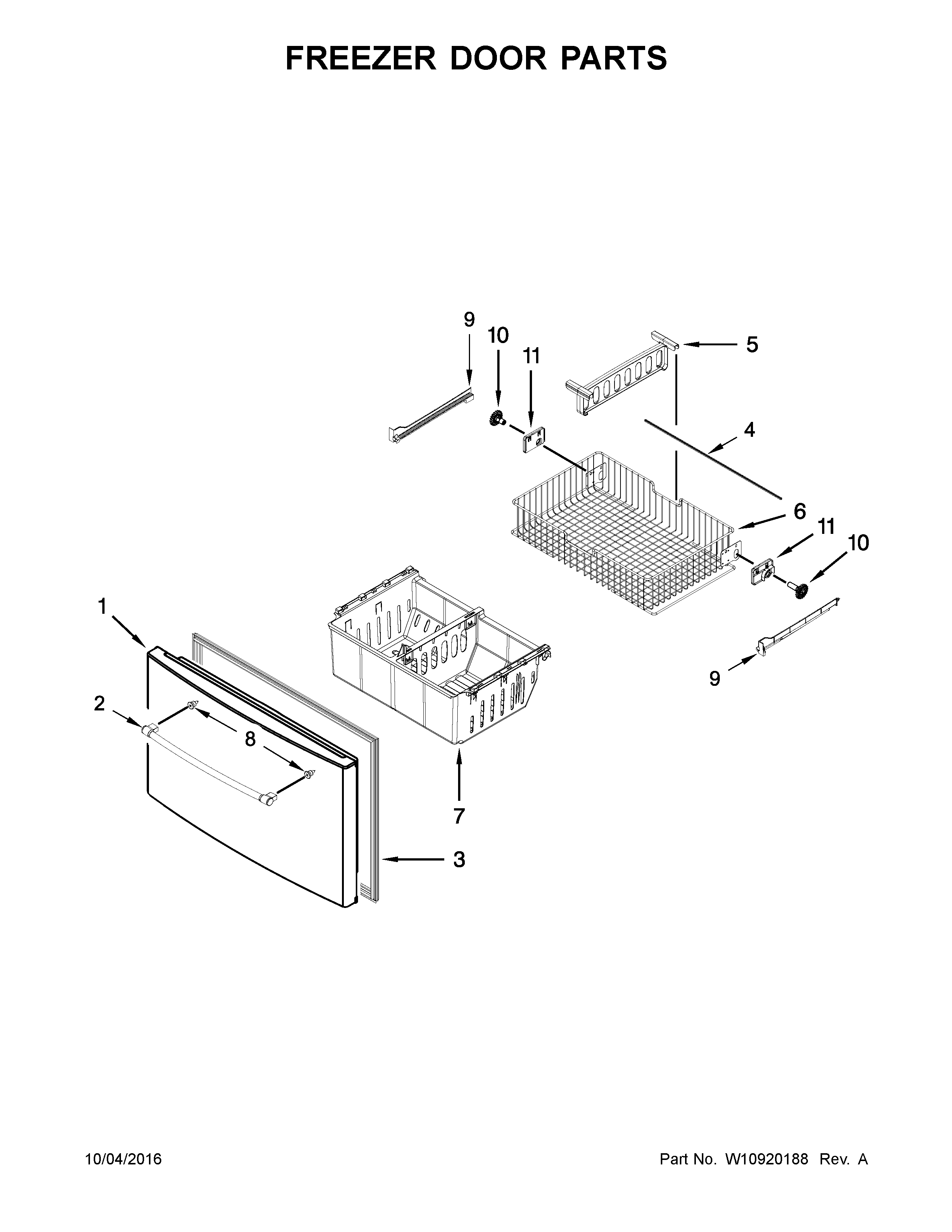 Freezer door parts